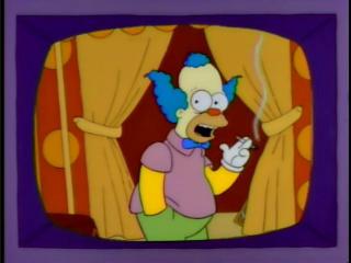 Bozo almost certainly didn’t smoke on air. (Screenshot: The Simpsons)